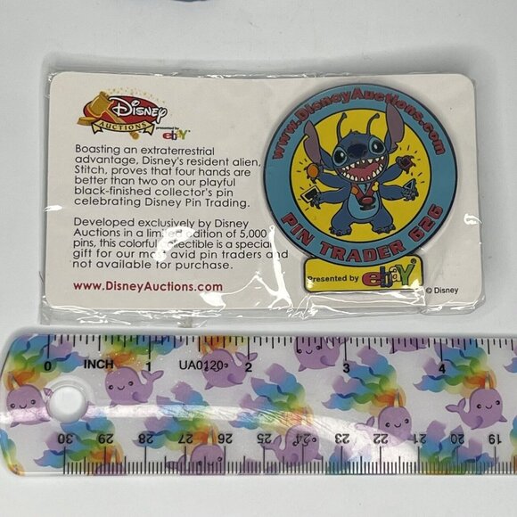 Vtg Stitch 2 pc NOS 2002 DISNEY Pin Alien Ebay Auctions LE 5000 PLUS keychain - Picture 7 of 11